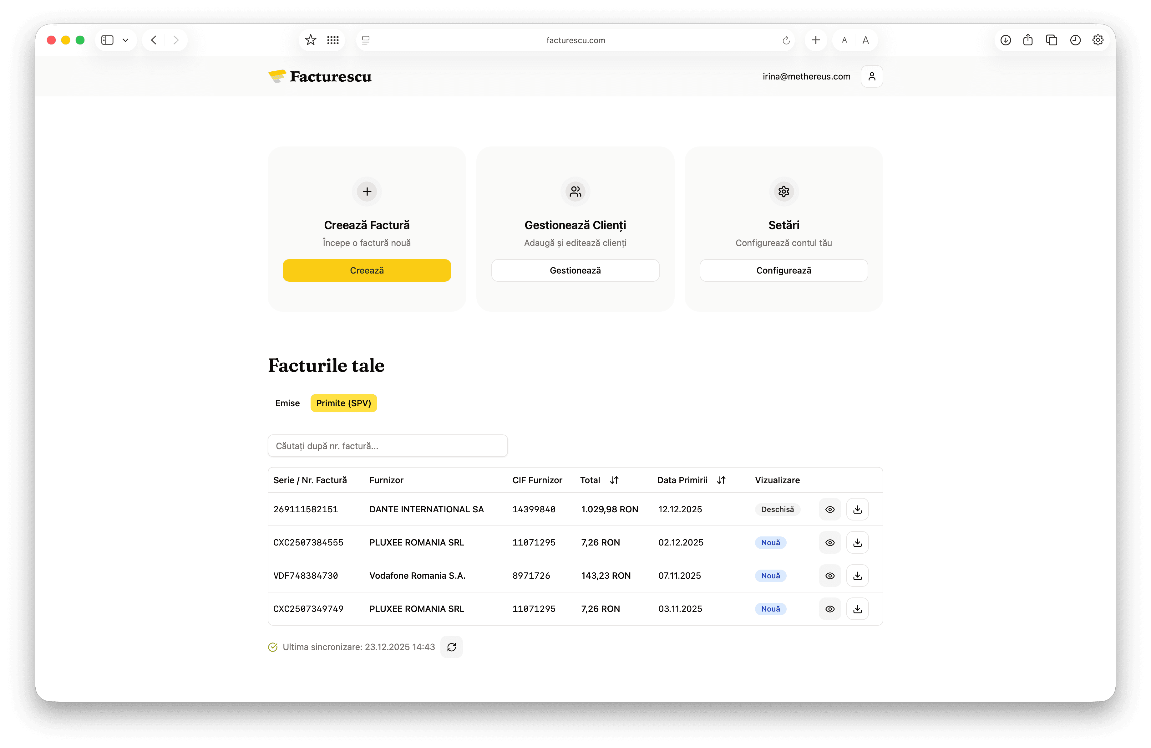 Facturescu Dashboard