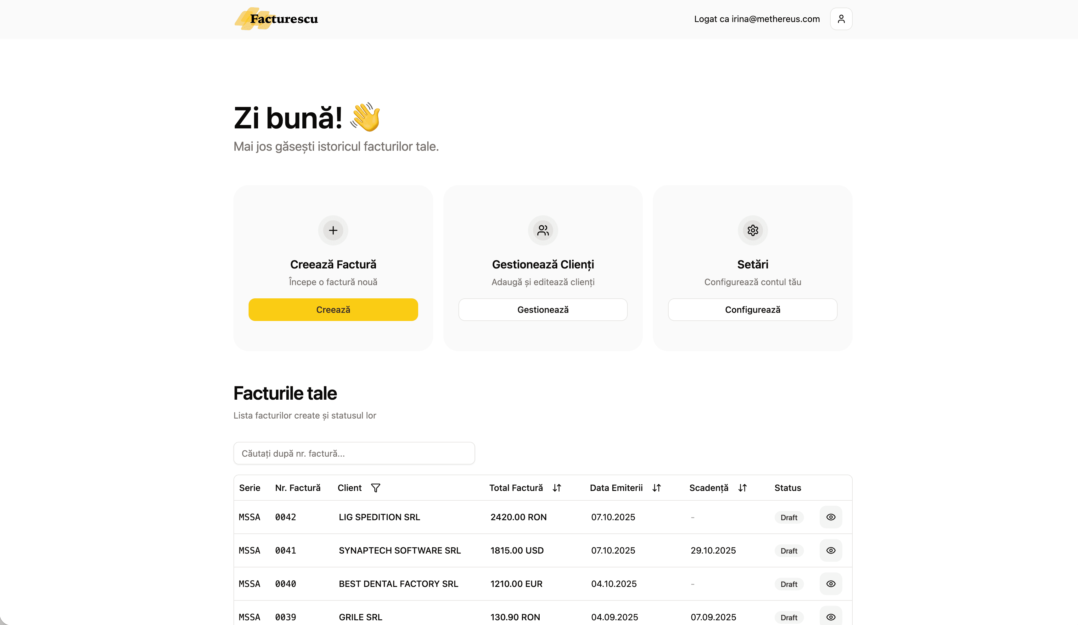 Facturescu Dashboard