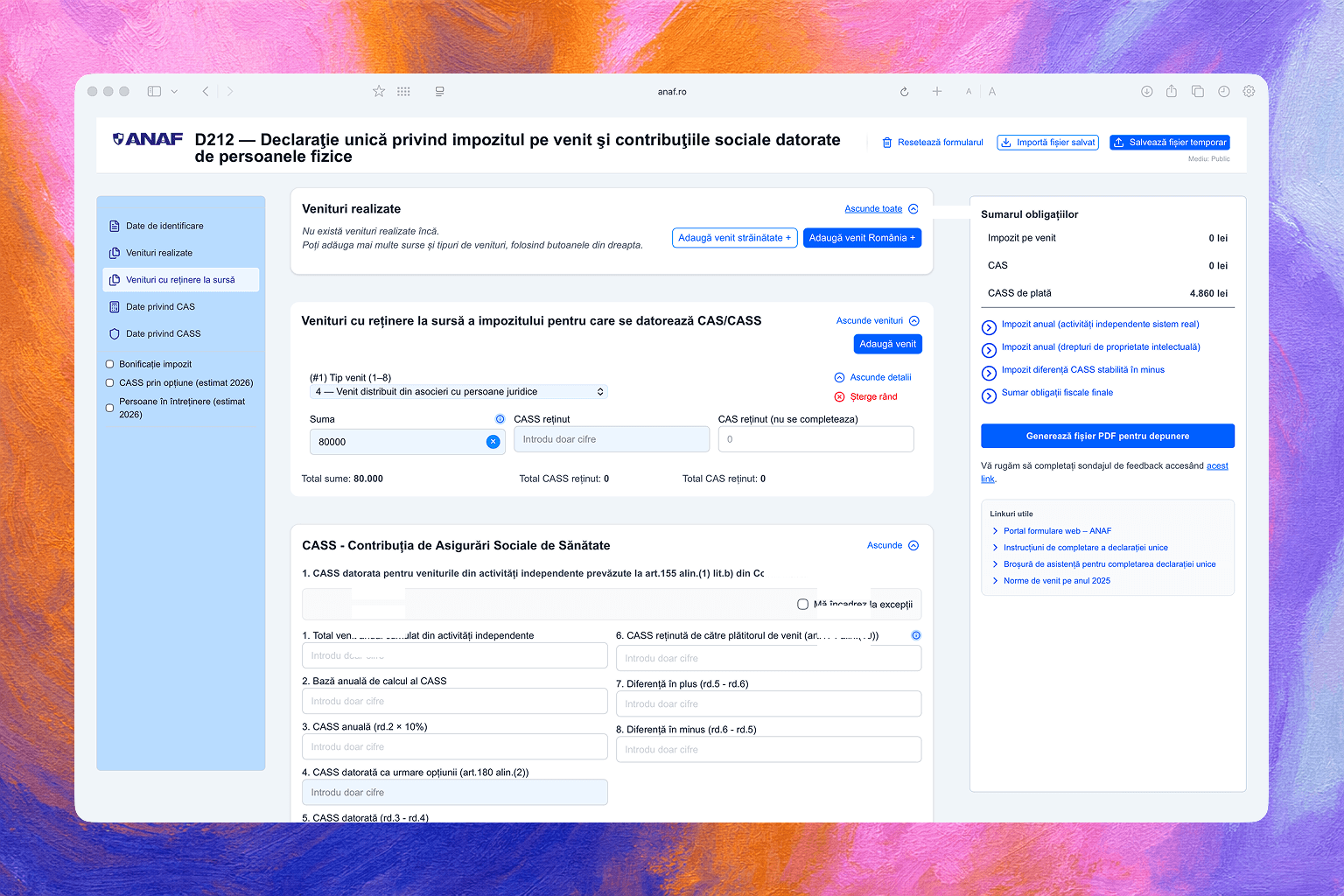 Noua platformă pentru completarea Declarației Unice